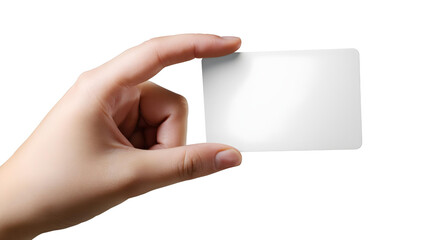 Obraz premium hand holding a blank business card isolated