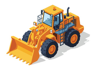 isometric construction vehicles isolated on a white background, vector illustration, depicting transportation and machinery equipment