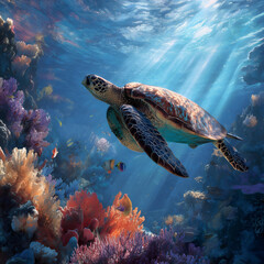 turtle swimming in the ocean