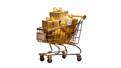shopping cart with gold coins