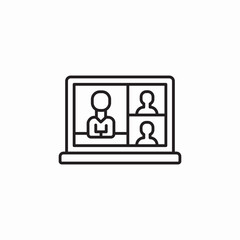 laptop video chat meeting icon sign vector