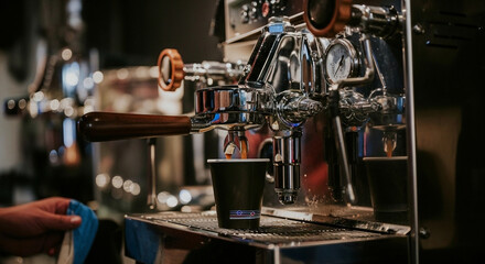 Close up of a metal tap for dispensing beverages in a bar setting