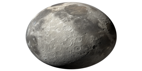 Highly Detailed Realistic Moon Close-Up with Craters and Shadows on Transparent Background
Astronomical Telescope View of the Moon – Textured Lunar Surface Isolated on Transparent Background