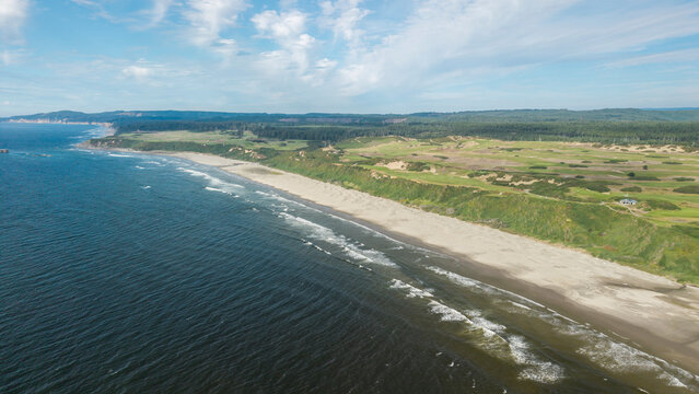 Bandon Dunes Golf Course, drone view