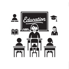 Education and School Classroom Vector Silhouette Icon Set