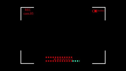 Camera recording screen overlay with alpha channel. Dslr camera frame viewfinder, screen of video recorder digital display with multiple settings and timer. 4K Camcorder Interface for Camcorders