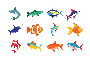 set of colorful fish