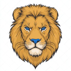 Obraz premium Detailed Illustration of a Lion Head with Bold Features and Colors