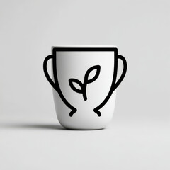  Minimalist Eco-Friendly Trophy Icon, in black and white, representing sustainable achievement