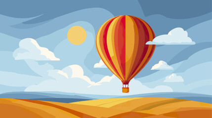 Fototapeta premium Hot air balloon over golden fields