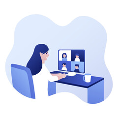 Video Call Meeting – Woman in Online Group Chat