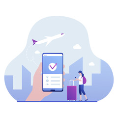 Mobile Flight Check-In and Boarding Pass for Woman Traveler