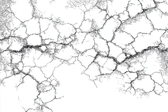 Transparent PNG available Surface cracked ground. Sketch crack texture. Split terrain after earthquake. Transparent background. Stock royalty free PNG