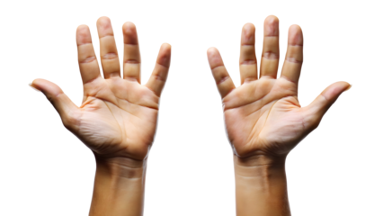 counting hands isolated on white background