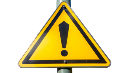 yellow triangular warning sign