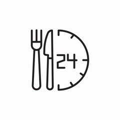 restaurant delivery 24 hours icon sign vector