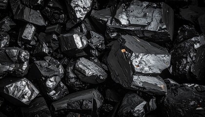 Close-up of black rock fragments