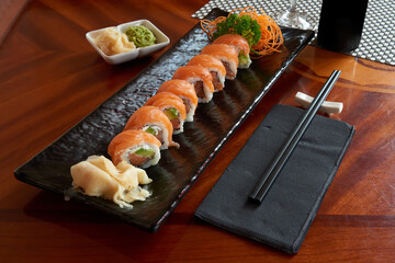 Colorfull plates with assortiments of japanese food