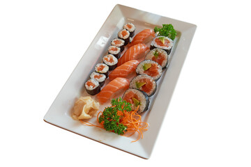 Colorfull plates with assortiments of japanese food