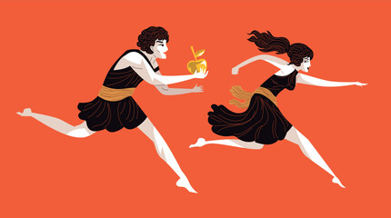 atalanta running with suitor throwing golden apple in race