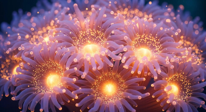 Sea Anemone Glowing Undersea Life