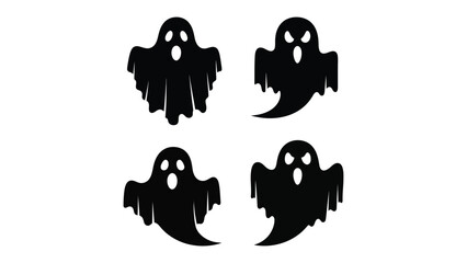 Silhouette Ghosts: A quartet of ghostly apparitions, artfully rendered in silhouette against a clean backdrop, offer a simple yet spooky aesthetic