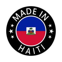 Haiti Made in Stamp in circle with flag Vector template on white background