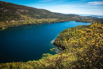 Jordan Pond Acadia National Park Maine Panoramic View from Jordan Cliffs
