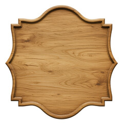 Ornate wooden sign board isolated on transparent background