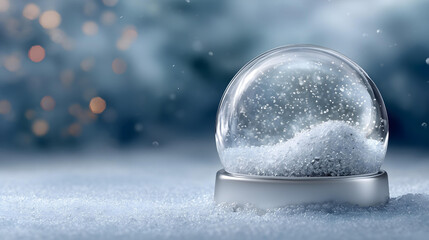 close up snow globe , Snow falling bright