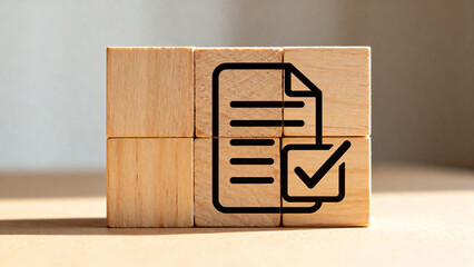 Checklist Document on Wooden Blocks