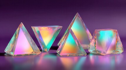 Colorful geometric prisms reflecting vibrant light