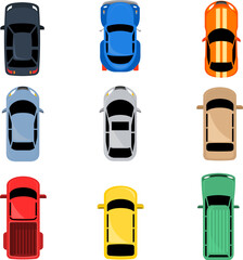  &iacute;cones de ve&iacute;culos vistos de cima - carros coloridos