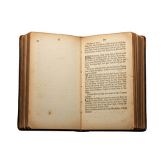 Antique A4 open book, worn dark leather cover, ornate binding, yellowed pages with faded gothic script, centrally placed on pure black background, soft studio light, no shadows, concept of ancient