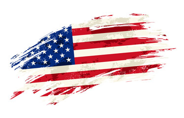 American flag grunge brushstroke texture background. Vector illustration.