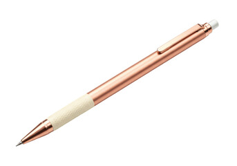 Naklejka premium Rose gold mechanical pencil isolated on transparent background, drafting tool for writing and drawing in PNG format