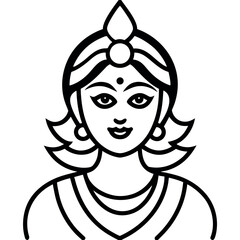 hindu goddess durga in line art.eps