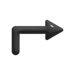 3D Directional Line Arrow Icon, Isolated on Transparent Background