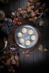 Khinkali – Traditional Georgian Dumplings. Traditional Georgian Bread. Traditional Georgian cuisine styled with authentic atmosphere.