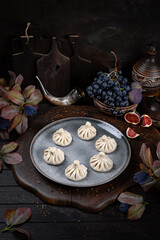 Khinkali – Traditional Georgian Dumplings. Traditional Georgian Bread. Traditional Georgian cuisine styled with authentic atmosphere.