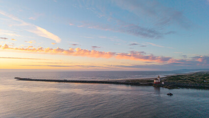 Bandon Oregon Lighthouse aerial drone view