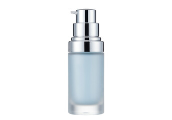 Cosmetic serum bottle with pump isolated on white, skincare product for beauty treatment and anti-aging, no background