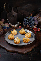 Fried Khinkali – Golden Georgian Dumplings.Traditional Georgian Bread. Traditional Georgian cuisine styled with authentic atmosphere.