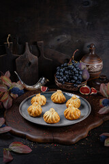 Fried Khinkali – Golden Georgian Dumplings.Traditional Georgian Bread. Traditional Georgian cuisine styled with authentic atmosphere.