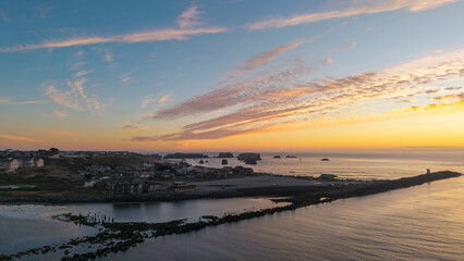 Bandon Oregon Lighthouse aerial drone view