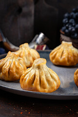 Fried Khinkali – Golden Georgian Dumplings.Traditional Georgian Bread. Traditional Georgian cuisine styled with authentic atmosphere.