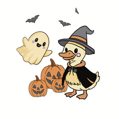 Cute Halloween cartoon ghost