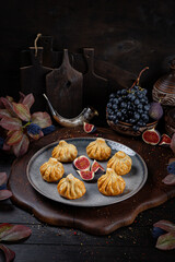 Fried Khinkali – Golden Georgian Dumplings.Traditional Georgian Bread. Traditional Georgian cuisine styled with authentic atmosphere.