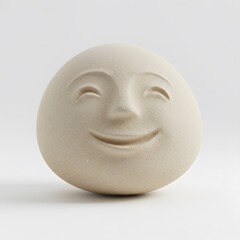 Smiling Moon Face Sculpture Serene Lunar Art Celestial Home Decor.