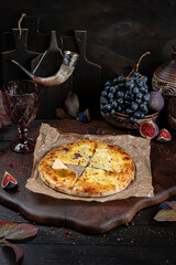 Meat Khachapuri – Georgian Bread with Savory Filling. Traditional Georgian Bread. Traditional Georgian cuisine styled with authentic atmosphere.